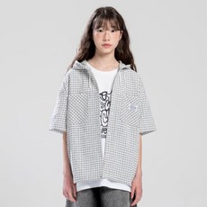 JCB 女童款寬鬆連帽格子襯衫 U341