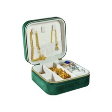 솔솔담다 예쁜 다용도 여행용 미니 악세사리 보관함 10 x 10 x 5 cm, 스퀘어 클래식그린, 1개