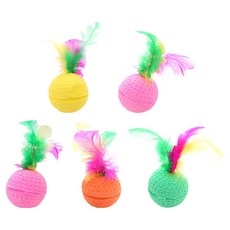 둥둥펫 고양이 롤링 깃털볼 공 장난감, 랜덤발송, 5개