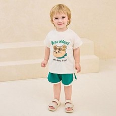 milkmile 嬰幼兒透氣一起飛吧小熊上下衣套裝