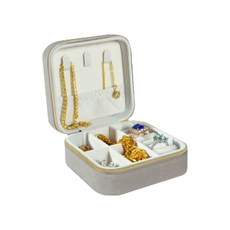 솔솔담다 예쁜 다용도 여행용 미니 악세사리 보관함 10 x 10 x 5 cm, 스퀘어 라일락 그레이, 1개