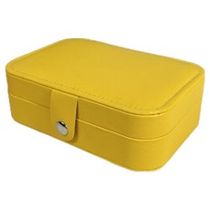輕巧便攜旅行用迷你飾品收納盒 16 x 11 x 5.5 cm, 黃色, 1個