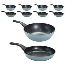 Chefline IH 義大利平底鍋 2件組, 5套, 平底鍋 28cm x 5p + 炒鍋 28cm x 5p, 天空藍