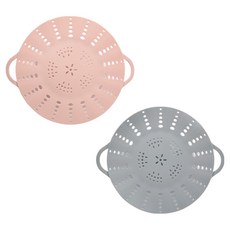 EasySili 粉彩矽膠蒸籠 淺粉色 + 灰色套組, 1套, 24.5cm