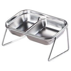 doongdoongpet 寵物傾斜式不鏽鋼餵食盤餐具, 銀色, 1個