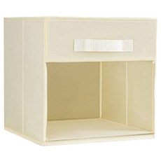 irow 附把手可折疊方形布質透明塑膠收納整理箱, 米色, 1個