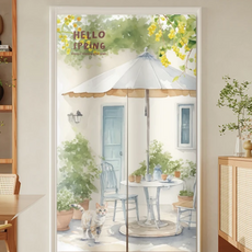 BonBon naturel 加厚質感一片式長門簾/風水簾, 庭園小貓