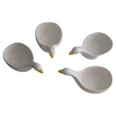 優雅天鵝醬料碗, 白色, 4個