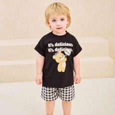 밀크마일 아동용 스윗 베어 체크 실내복 상하의 세트