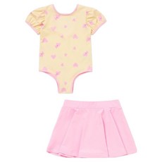 LaughingChild 女童愛心防磨泳衣上衣 + 裙子套組