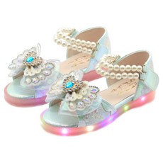 MAMI TREE 女童 RS 粉彩串珠 LED 涼鞋