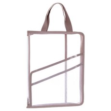 도큐모 A4 투명 손잡이 서류 파일 정리 가방, 핑크, 1개