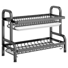 碗盤瀝水收納架 層架 43公分, 黑色, 1個, 2層