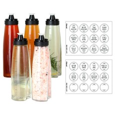 SINOGLASS Kitensil Bespoke S CAP 油瓶 黑色 5入 + 圓形基本款防水貼紙組, 1套, 500ml