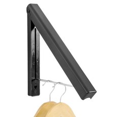 Mashatu 可折疊壁掛式折疊衣架 單層, 黑色, 1個