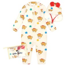 MilkBaby 兒童跳跳熊泳裝 + 遮陽帽套組