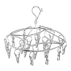 AHOYE 加粗 + 防風片不鏽鋼曬衣夾 圓形20夾, 1個, 不鏽鋼色