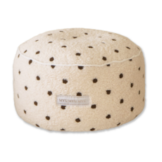 MYUMYU 沐慕家居 珍珠奶茶造型坐墩 羊羔絨 可拆洗圓形矮凳, 米白色