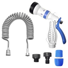 World Clean 多功能陽臺浴室清潔噴槍 + 7m螺旋水管組, 銀色, 1套