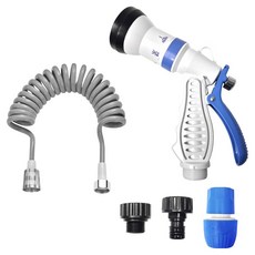 World Clean 多功能陽臺浴室清潔槍 + 2m螺旋水管套組, 銀色, 1套