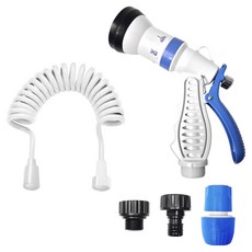 World Clean 多功能陽台浴室清潔槍 + 螺旋水管2m套組, 白色, 1套