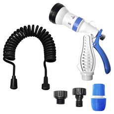 World Clean 多功能陽臺浴室清潔噴槍 + 5m螺旋水管組, 深黑色, 1套