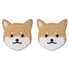 ButtonKing 熱燙刺繡動物布貼, 2個, 柴犬