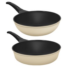 Elga IH 鈦金平底鍋 2件組, 1套, 象牙白, 炒鍋 28cm + 煎鍋 28cm