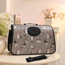 Allincell 寵物時尚精美外出包, 1個, 灰色微笑貓咪