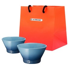 LE CREUSET Neo 飯碗與湯碗組 + S號購物袋, 餐具2件 + 購物袋, 1套, 海洋藍(餐具)