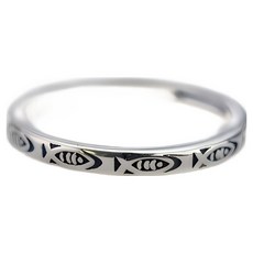 Apick 財富豐盛象徵 魚 佛教戒指 FREE, 銀色, 2個