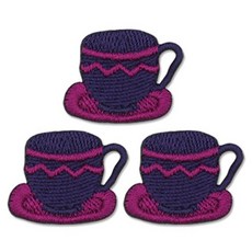 동대문단추왕 열접착식 자수 와펜 패치, 커피잔 네이비, 3개