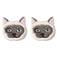 동대문단추왕 열접착식 자수 동물 와펜 패치, 샴캣, 2개