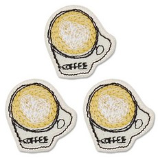 동대문단추왕 열접착식 자수 와펜 패치, 카페라떼, 3개