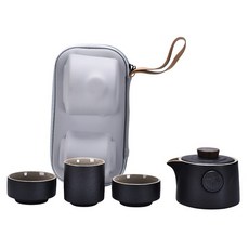 Orbia攜帶式黑茶具組, 1套, 水壺+3個杯子+小袋, 混色