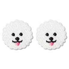 동대문단추왕 열접착식 자수 동물 와펜 패치, 비숑, 2개