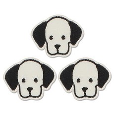 동대문단추왕 열접착식 자수 동물 와펜 패치, 미니바둑이, 3개