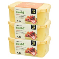 Chef's Ware Fresh31沸石密封保鮮盒, 3個, 1.4L