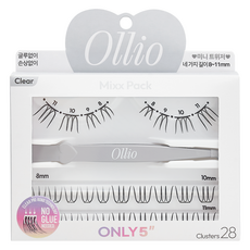 Ollio 免膠水假睫毛混合包 無色無味透明套組, 1個, 混合色