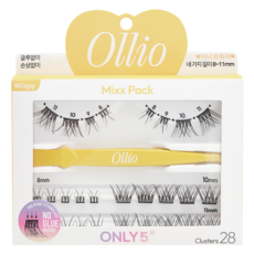 Ollio 免膠水人造假睫毛混合包 蓬鬆款, 1個, 單一顏色