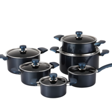 HAPPYCALL 經典鑽石湯鍋6件組, 1組, 混和顏色, 雙耳鍋 16cm + 單柄湯鍋 18cm + 雙耳鍋 20cm + 雙耳淺湯鍋 24cm + 雙耳深湯鍋 24cm + 28cm