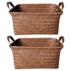 Heyjoy 風格藤編食品儲藏室方形籃, 2個, 混色