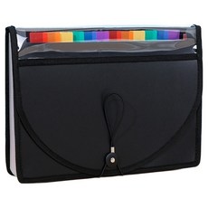Pocket Master A4手提風琴夾 彩虹內頁 13格 PVC邊框 文件收納整理盒, 1個, 混合色