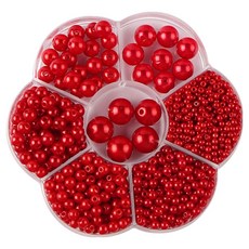 Market Ring 漂亮串珠工藝 3 / 4 / 5 / 6 / 8 / 10 / 12 mm 套組, 紅色, 1套