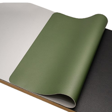 포텐키트 깔끔한 양면 인조가죽 데스크매트, 카키 + 그레이