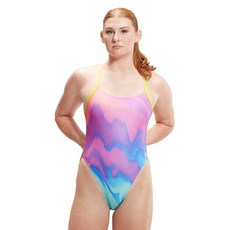 speedo Pastel Ripple 綁帶露背連身泳衣 8-1284116631