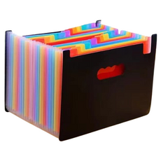 홈셀 24칸 대용량 서류 정리 아코디언 파일 33 x 39 cm, 무지개블랙, 1개