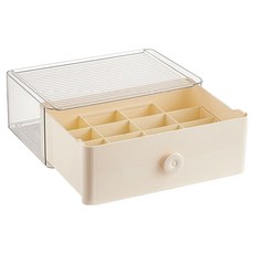 iCOZY 甜甜圈可堆疊滑動式襪子內衣收納盒 16格, 1個, 象牙白