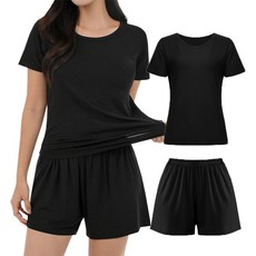 모달 보드럽 반팔티 + 루즈핏 찰랑이지 팬츠 세트