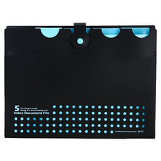 Homesell 整齊收納 文件整理 手風琴式文件夾 5格 32.5 x 24.5 cm, 1個, 藍黑